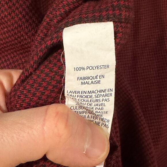 L.L. Bean Men’s Red Micro Check Plaid Medium Weight Button Down Shirt, LARGE - Picture 6 of 10